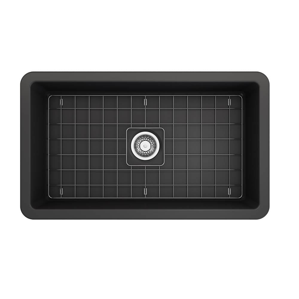 Sotto Dual-mount Fireclay 32 in. Single Bowl Kitchen Sink with Protective Bottom Grid and Strainer in White