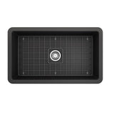 Sotto Dual-mount Fireclay 32 in. Single Bowl Kitchen Sink with Protective Bottom Grid and Strainer in White