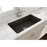 Sotto Dual-mount Fireclay 32 in. Single Bowl Kitchen Sink with Protective Bottom Grid and Strainer in White