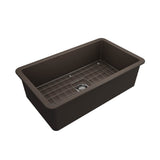Sotto Dual-mount Fireclay 32 in. Single Bowl Kitchen Sink with Protective Bottom Grid and Strainer in White