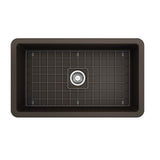 Sotto Dual-mount Fireclay 32 in. Single Bowl Kitchen Sink with Protective Bottom Grid and Strainer in White