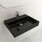BOCCHI - Milano Wall-Mounted Sink Fireclay 24 in. 1-Hole with Overflow in Black - Black