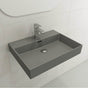 BOCCHI - Milano Wall-Mounted Sink Fireclay 24 in. 1-Hole with Overflow in Matte Gray - Matte Gray