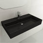 BOCCHI - Milano Wall-Mounted Sink Fireclay 32 in. 1-Hole with Overflow in Matte Black - Matte Black
