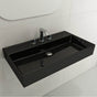 BOCCHI - Milano Wall-Mounted Sink Fireclay 32 in. 3-Hole with Overflow in Black - Black