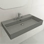 BOCCHI - Milano Wall-Mounted Sink Fireclay 32 in. 3-Hole with Overflow in Matte Gray - Matte Gray
