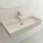 BOCCHI - Milano Wall-Mounted Sink Fireclay 32 in. 1-Hole with Overflow in Biscuit - Biscuit