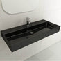 BOCCHI - Milano Wall-Mounted Sink Fireclay 39.75 in. 1-Hole with Overflow in Black - Black