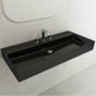 BOCCHI - Milano Wall-Mounted Sink Fireclay 39.75 in. 3-Hole with Overflow in Black - Black