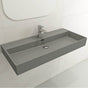 BOCCHI - Milano Wall-Mounted Sink Fireclay 39.75 in. 1-Hole with Overflow in Matte Gray - Matte Gray