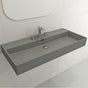 BOCCHI - Milano Wall-Mounted Sink Fireclay 39.75 in. 3-Hole with Overflow in Matte Gray - Matte Gray