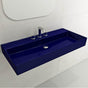 BOCCHI - Milano Wall-Mounted Sink Fireclay 39.75 in. 3-Hole with Overflow in Sapphire Blue - Sapphire Blue