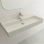 BOCCHI - Milano Wall-Mounted Sink Fireclay 39.75 in. 1-Hole with Overflow in Biscuit - Biscuit