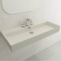 BOCCHI - Milano Wall-Mounted Sink Fireclay 39.75 in. 3-Hole with Overflow in Biscuit - Biscuit