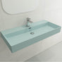 BOCCHI - Milano Wall-Mounted Sink Fireclay 39.75 in. 1-Hole with Overflow in Matte Ice Blue - Matte Ice Blue