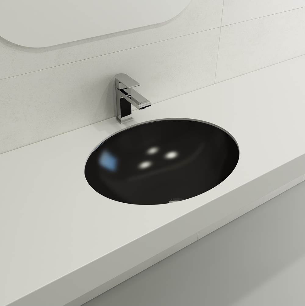 BOCCHI - Parma Undermount Sink Fireclay 22 in. with Overflow in Matte Black - Matte Black