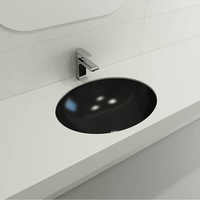 BOCCHI - Parma Undermount Sink Fireclay 22 in. with Overflow in Matte Black - Matte Black
