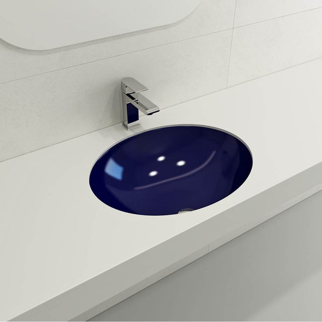 BOCCHI - Parma Undermount Sink Fireclay 22 in. with Overflow in Sapphire Blue - Sapphire Blue