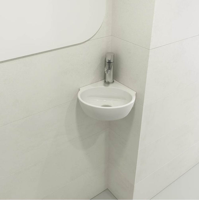 BOCCHI - Milano Corner Sink Fireclay 12 in. 1-Hole with Overflow in White - White