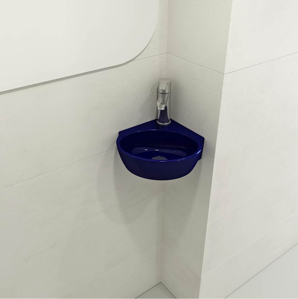 BOCCHI - Milano Corner Sink Fireclay 12 in. 1-Hole with Overflow in Sapphire Blue - Sapphire Blue