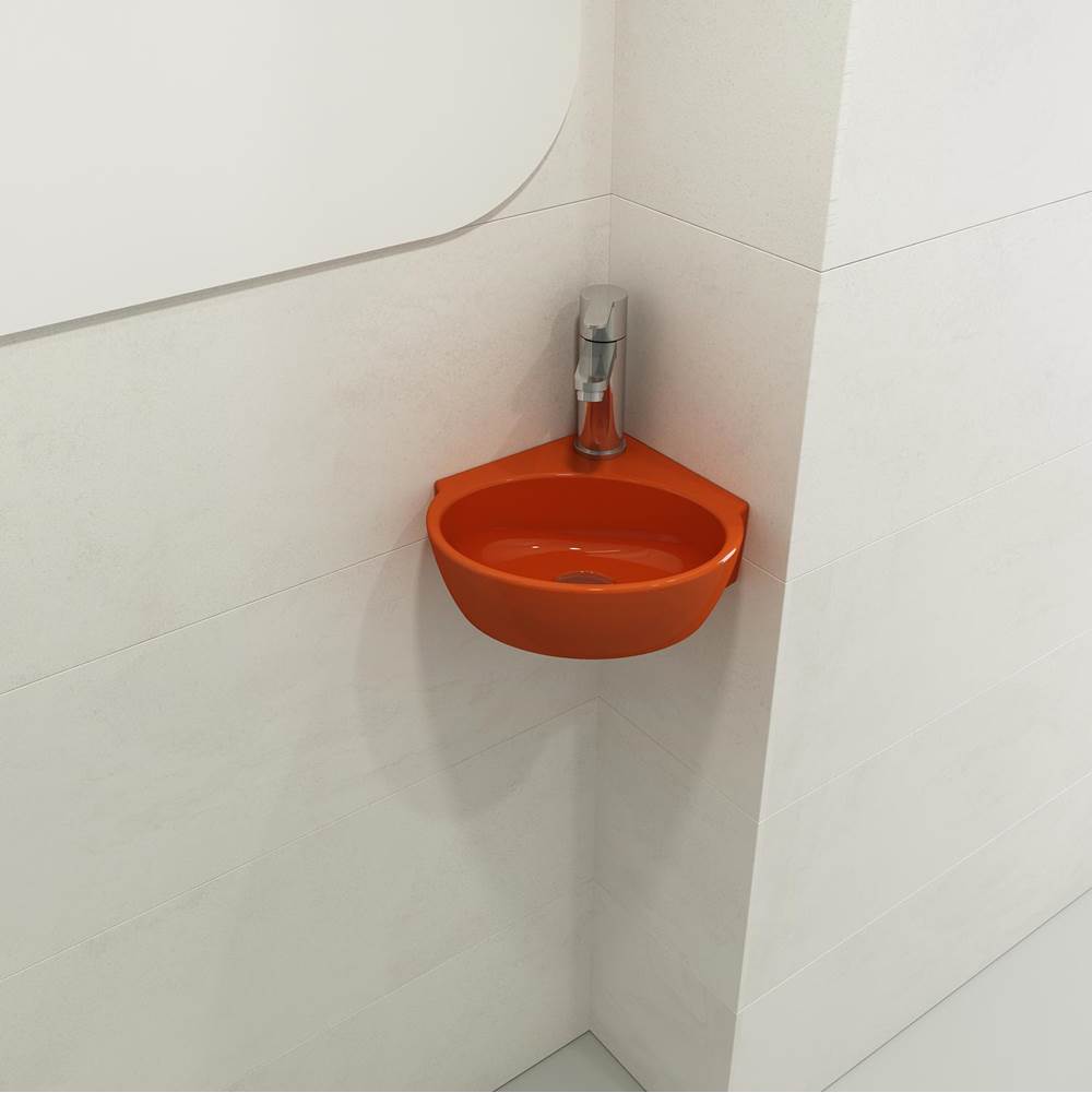 BOCCHI - Milano Corner Sink Fireclay 12 in. 1-Hole with Overflow in Orange - Orange