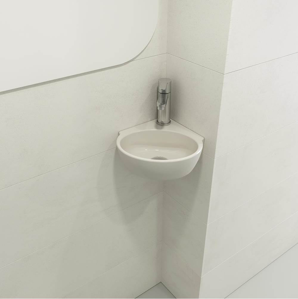 BOCCHI - Milano Corner Sink Fireclay 12 in. 1-Hole with Overflow in Biscuit - Biscuit