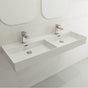 BOCCHI - Milano Wall-Mounted Sink Fireclay  47.75 in. Double Bowl for Two 1-Hole Faucets with Overflows in White - White