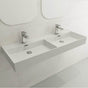 BOCCHI - Milano Wall-Mounted Sink Fireclay  47.75 in. Double Bowl for Two 1-Hole Faucets with Overflows in Matte White - Matte White