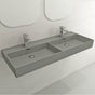 BOCCHI - Milano Wall-Mounted Sink Fireclay  47.75 in. Double Bowl for Two 1-Hole Faucets with Overflows in Matte Gray - Matte Gray