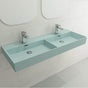 BOCCHI - Milano Wall-Mounted Sink Fireclay  47.75 in. Double Bowl for Two 1-Hole Faucets with Overflows in Matte Ice Blue - Matte Ice Blue