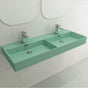 BOCCHI - Milano Wall-Mounted Sink Fireclay  47.75 in. Double Bowl for Two 1-Hole Faucets with Overflows in Matte Mint Green - Matte Mint Green
