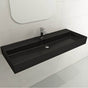 BOCCHI - Milano Wall-Mounted Sink Fireclay 47.75 in. 1-Hole with Overflow in Matte Black - Matte Black