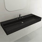 BOCCHI - Milano Wall-Mounted Sink Fireclay 47.75 in. 3-Hole with Overflow in Matte Black - Matte Black