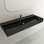 BOCCHI - Milano Wall-Mounted Sink Fireclay 47.75 in. 3-Hole with Overflow in Black - Black