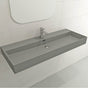 BOCCHI - Milano Wall-Mounted Sink Fireclay 47.75 in. 1-Hole with Overflow in Matte Gray - Matte Gray