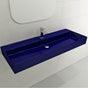 BOCCHI - Milano Wall-Mounted Sink Fireclay 47.75 in. 1-Hole with Overflow in Sapphire Blue - Sapphire Blue