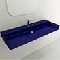 BOCCHI - Milano Wall-Mounted Sink Fireclay 47.75 in. 3-Hole with Overflow in Sapphire Blue - Sapphire Blue