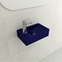 BOCCHI - Milano Wall-Mounted Sink Fireclay 14.5 in. 1-hole Right Side Faucet Deck with Overflow in Sapphire Blue - Sapphire Blue