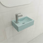 BOCCHI - Milano Wall-Mounted Sink Fireclay 14.5 in. 1-hole Right Side Faucet Deck  with Overflow in Matte Ice Blue - Matte Ice Blue