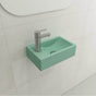 BOCCHI - Milano Wall-Mounted Sink Fireclay 14.5 in. 1-hole Right Side Faucet Deck  with Overflow in Matte Mint Green - Matte Mint Green