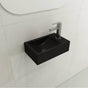 BOCCHI - Milano Wall-Mounted Sink Fireclay 14.5 in. 1-hole Left Side Faucet Deck with Overflow in Matte Black - Matte Black