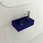 BOCCHI - Milano Wall-Mounted Sink Fireclay 14.5 in. 1-hole Left Side Faucet Deck with Overflow in Sapphire Blue - Sapphire Blue