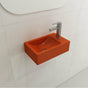 BOCCHI - Milano Wall-Mounted Sink Fireclay 14.5 in. 1-hole Left Side Faucet Deck with Overflow in Orange - Orange