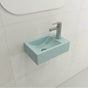 BOCCHI - Milano Wall-Mounted Sink Fireclay 14.5 in. 1-hole Left Side Faucet Deck  with Overflow in Matte Ice Blue - Matte Ice Blue