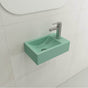 BOCCHI - Milano Wall-Mounted Sink Fireclay 14.5 in. 1-hole Left Side Faucet Deck  with Overflow in Matte Mint Green - Matte Mint Green