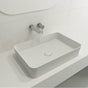 BOCCHI - Sottile Rectangle Vessel Fireclay 21.5 in. with Matching Drain Cover in Matte White - Matte White
