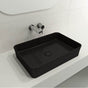 BOCCHI - Sottile Rectangle Vessel Fireclay 21.5 in. with Matching Drain Cover in Matte Black - Matte Black