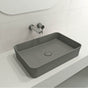 BOCCHI - Sottile Rectangle Vessel Fireclay 21.5 in. with Matching Drain Cover in Matte Gray - Matte Gray