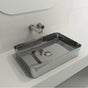 BOCCHI - Sottile Rectangle Vessel Fireclay 21.5 in. with Matching Drain Cover in Platinum - Platinum