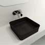 BOCCHI - Sottile Square Vessel Fireclay 15.25 in. with Matching Drain Cover in Matte Black - Matte Black
